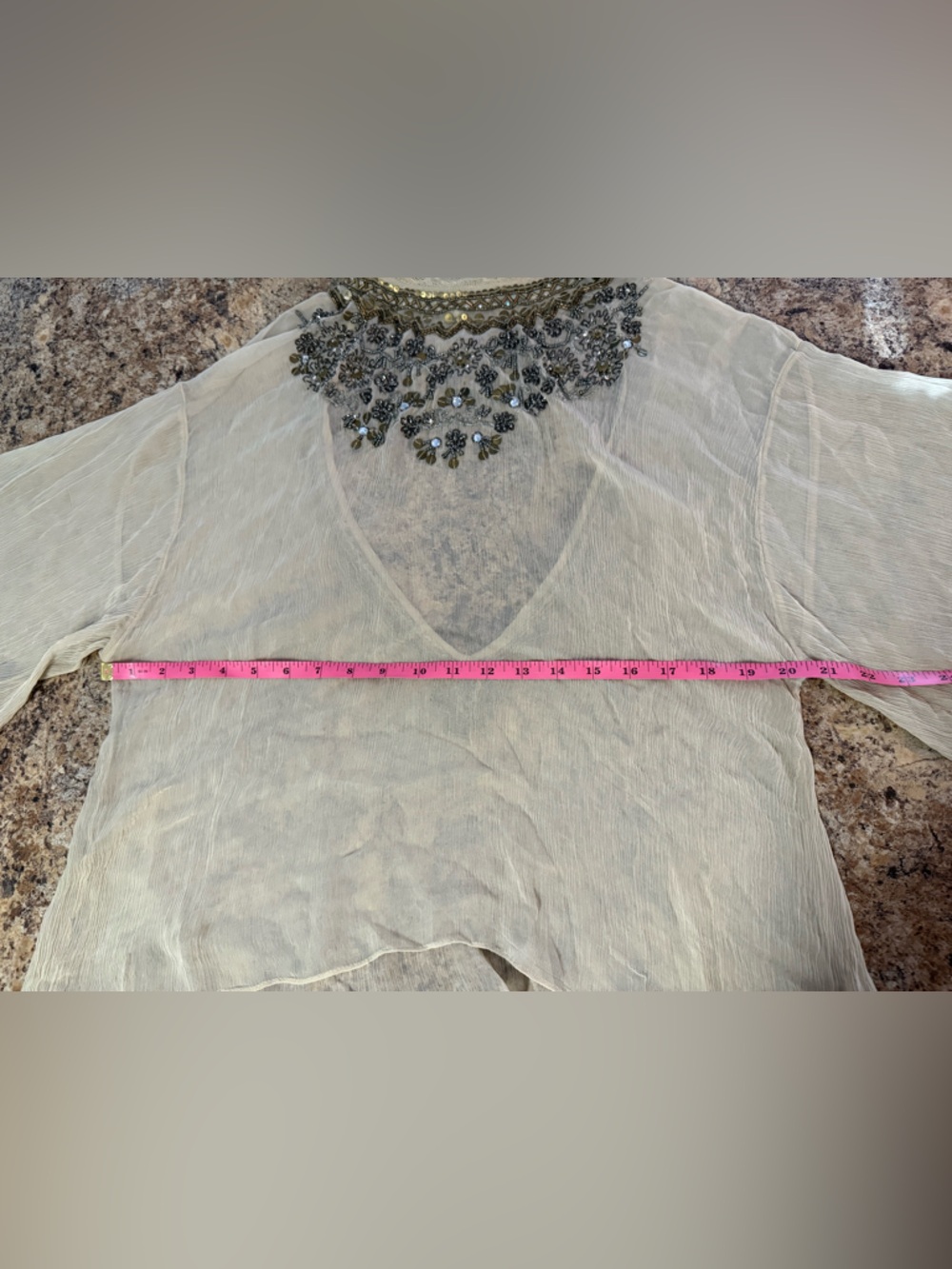 Kimchi Blue Sheer Beaded Festival Blouse XS/S - Picture 9 of 10